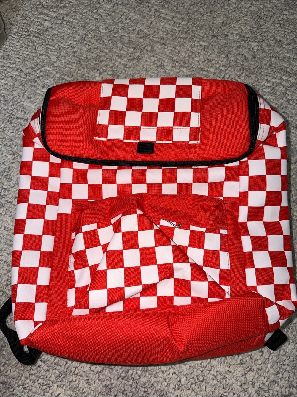 NEW backpack cooler insulated red & white checkered